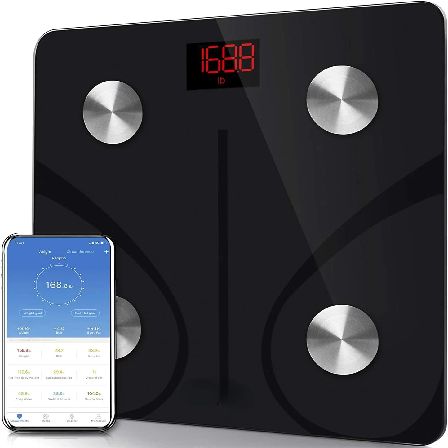 RENPHO Digital Body Weight Scale, Bluetooth Smart Scales for Weight, 400 lbs, White